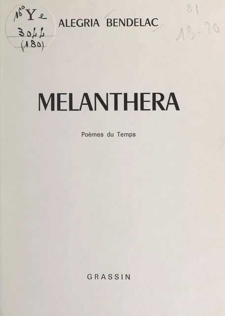 Melanthera - Alegria Bendelac - FeniXX réédition numérique