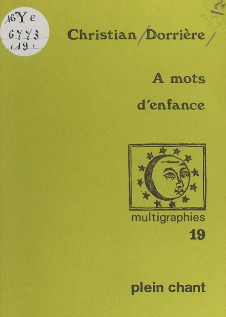 À mots d'enfance - Christian Dorrière - FeniXX réédition numérique