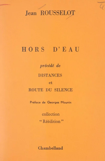 Hors d'eau - Jean Rousselot - FeniXX réédition numérique