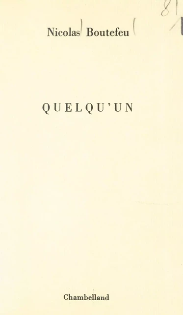 Quelqu'un - Nicolas Boutefeu - FeniXX réédition numérique