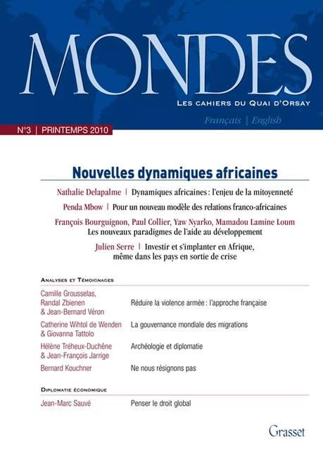 Mondes n°3 - Les cahiers du Quai d'Orsay -  Collectif - Grasset