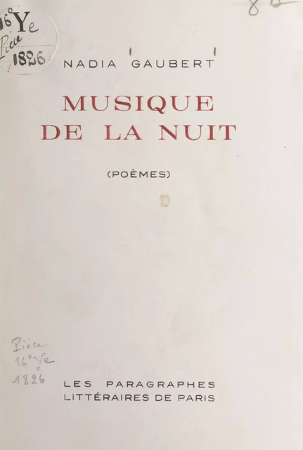 Musique de la nuit - Nadia Gaubert - FeniXX réédition numérique