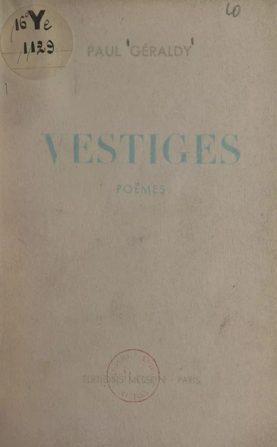 Vestiges - Paul Géraldy - FeniXX réédition numérique