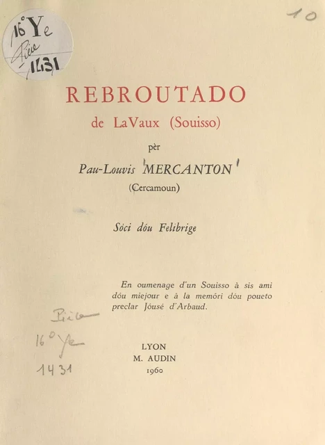 Résurgences de La Vaux (Suisse) - Paul-Louis Mercanton - FeniXX réédition numérique