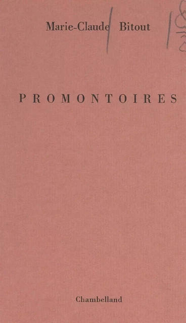 Promontoires - Marie-Claude Bitout - FeniXX réédition numérique