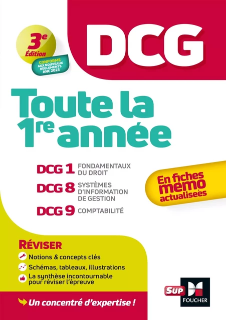 DCG - Toute la 1ère année du DCG 1, 8, 9 en fiches - Révision 2024-2025 - Alain Burlaud, Françoise Rouaix, Marie Teste, Jean-Louis Echeviller, David Balny, Jean-François Soutenain - Foucher