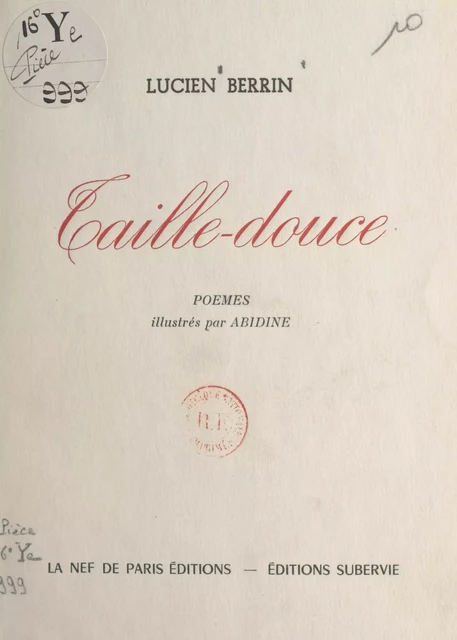 Taille-douce - Lucien Berrin - FeniXX réédition numérique