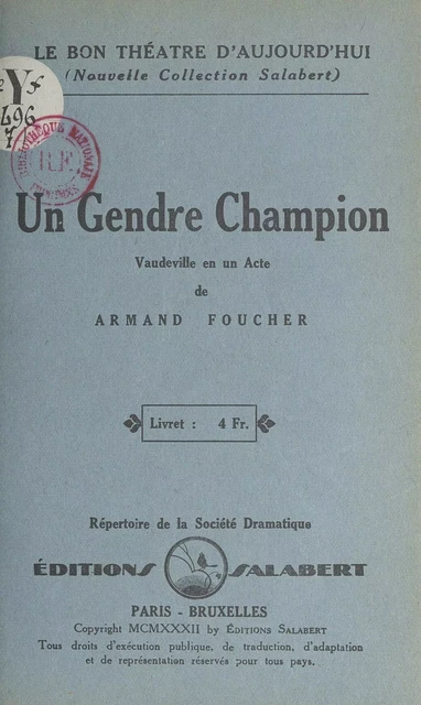 Un gendre champion - Armand Foucher - FeniXX réédition numérique