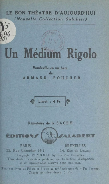 Un médium rigolo - Armand Foucher - FeniXX réédition numérique