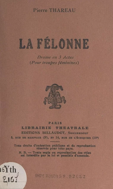 La félonne - Pierre Thareau - FeniXX réédition numérique