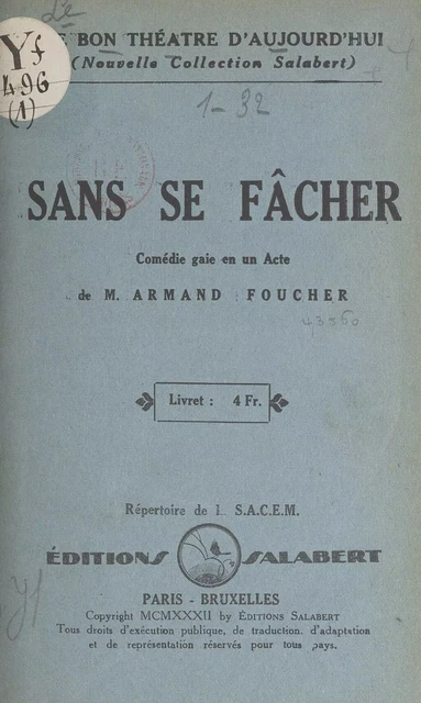 Sans se fâcher - Armand Foucher - FeniXX réédition numérique