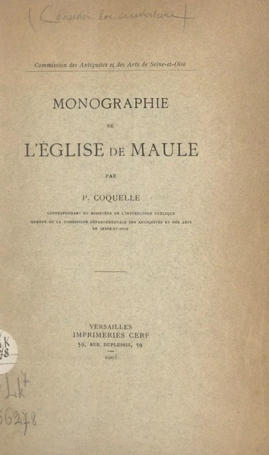 Monographie de l'église de Maule - Pierre Coquelle - FeniXX réédition numérique