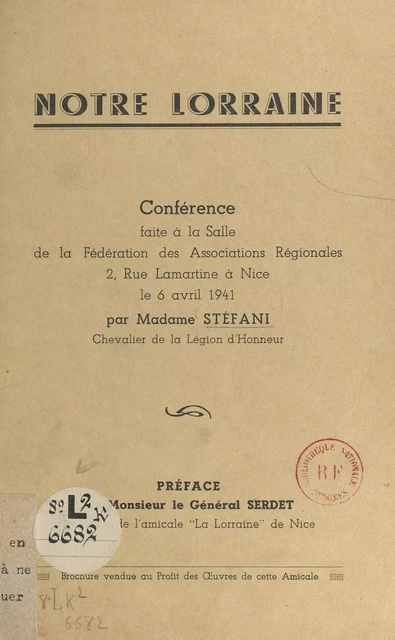 Notre Lorraine -  Stéfani - FeniXX réédition numérique