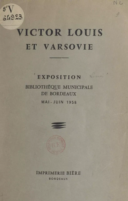 Victor Louis et Varsovie - Stanisław Lorentz - FeniXX réédition numérique