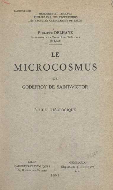 Le Microcosmus de Godefroy de Saint-Victor - Philippe Delhaye - FeniXX réédition numérique