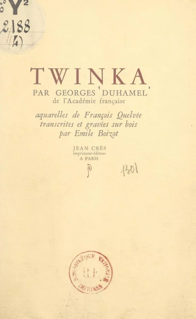 Twinka - Georges Duhamel - FeniXX réédition numérique