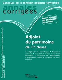 Adjoint du patrimoine de 1re classe 2013-2014