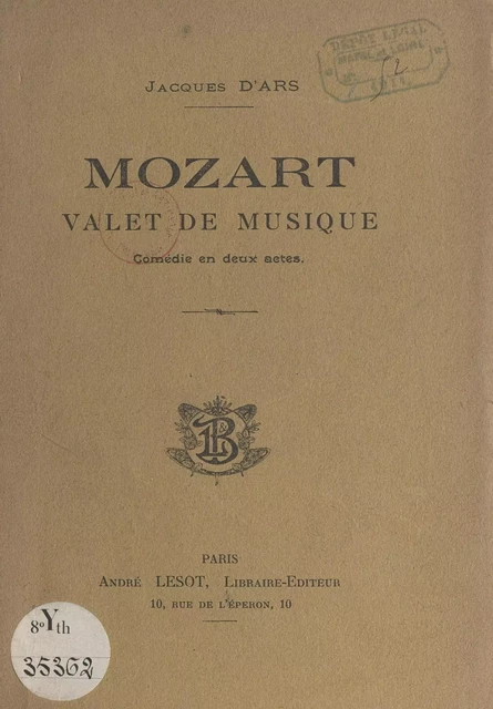 Mozart, valet de musique - Jacques d'Ars - FeniXX réédition numérique