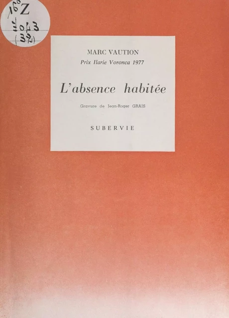 L'absence habitée - Marc Vaution - FeniXX réédition numérique