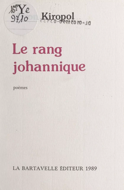 Le rang johannique - Miron Kiropol - FeniXX réédition numérique