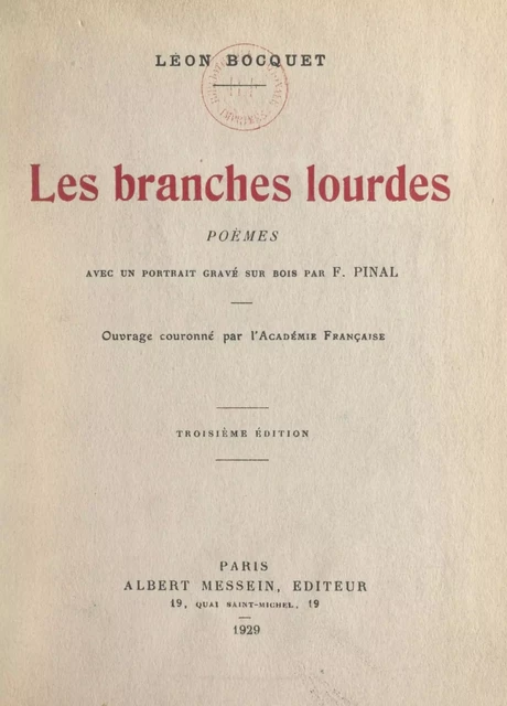 Les branches lourdes - Léon Bocquet - FeniXX réédition numérique