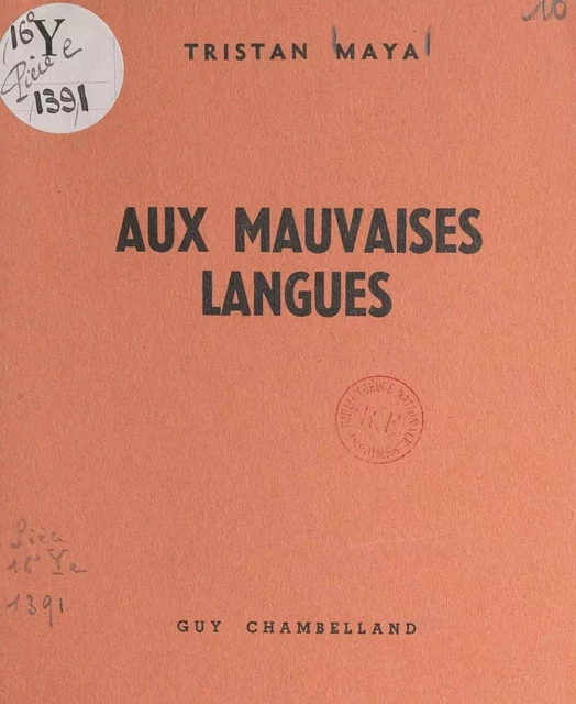 Aux mauvaises langues - Tristan Maya - FeniXX réédition numérique