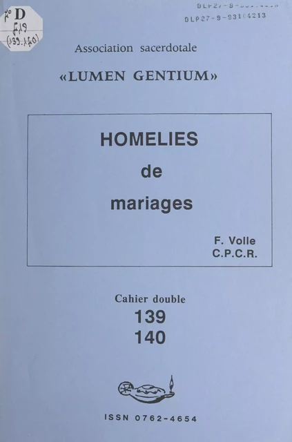 Homélies de mariages - Francis Volle - FeniXX réédition numérique