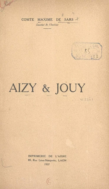 Aizy & Jouy - Maxime de Sars - FeniXX réédition numérique