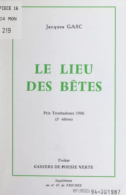 Le lieu des bêtes - Jacques Gasc - FeniXX réédition numérique