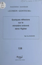 Quelques réflexions sur le ministère ordonné dans l'Église