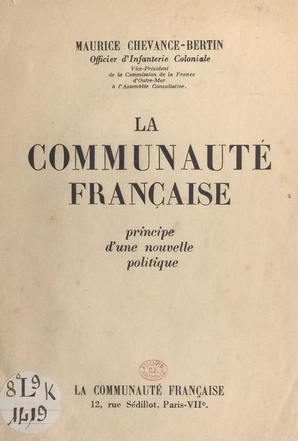 La communauté française - Maurice Chevance-Bertin - FeniXX réédition numérique