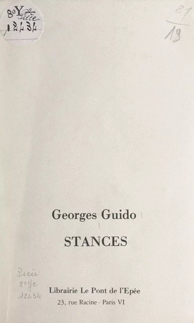 Stances - Georges Guido - FeniXX réédition numérique