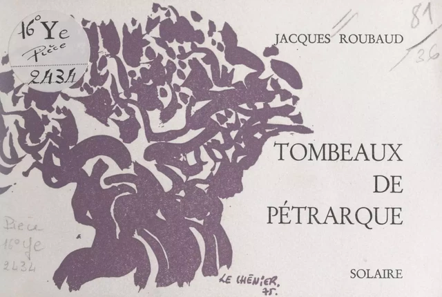 Tombeaux de Pétrarque - Jacques Roubaud - FeniXX réédition numérique