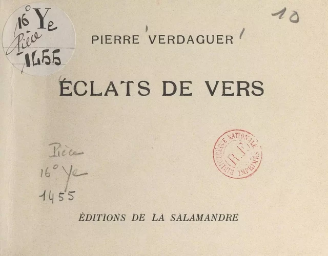 Éclats de vers - Pierre Verdaguer - FeniXX réédition numérique