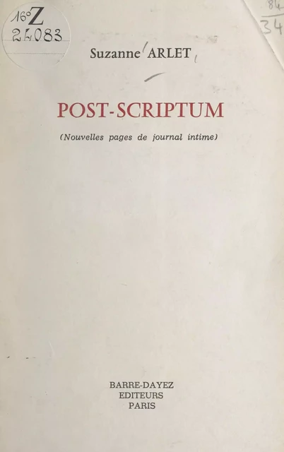 Post-scriptum - Suzanne Arlet - FeniXX réédition numérique