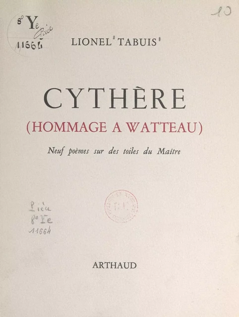 Cythère (hommage à Watteau) - Lionel Tabuis - FeniXX réédition numérique