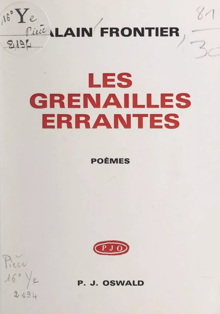 Les grenailles errantes - Alain Frontier - FeniXX réédition numérique