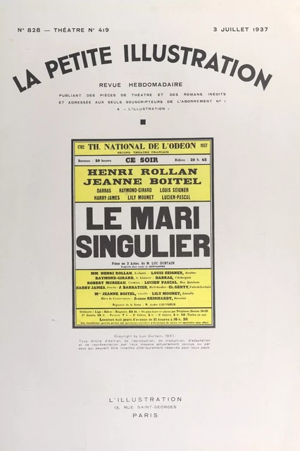 Le mari singulier - Luc Durtain - FeniXX réédition numérique