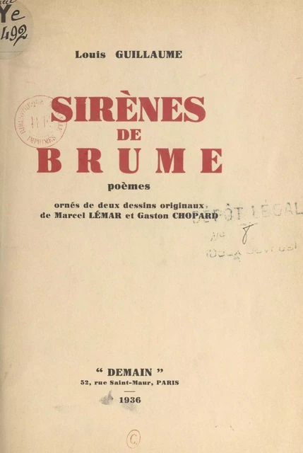 Sirènes de brume - Louis Guillaume - FeniXX réédition numérique