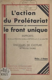 L'action du prolétariat et le front unique