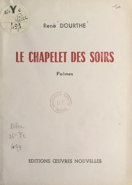 Le chapelet des soirs - René Dourthe - FeniXX réédition numérique