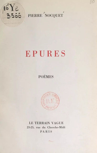 Épures - Pierre Nocquet - FeniXX réédition numérique