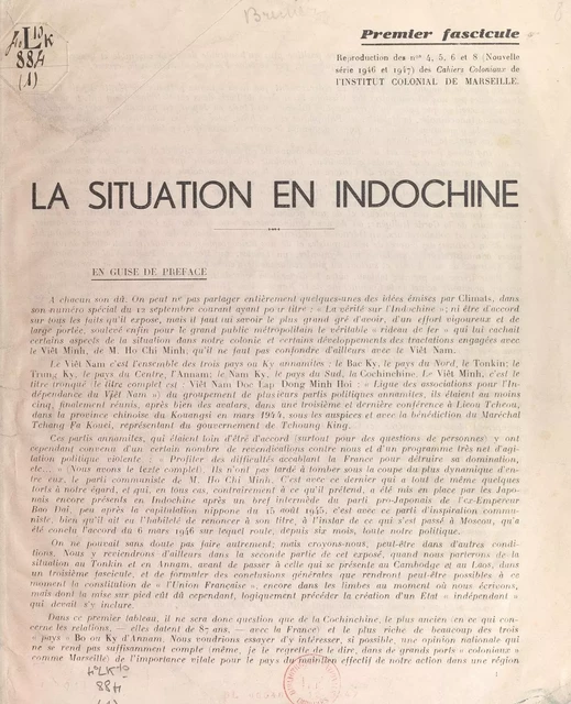 La situation en Indochine - Henri Brenier - FeniXX réédition numérique