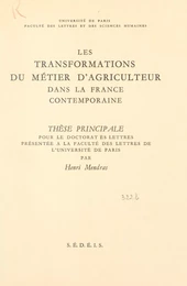 Les transformations du métier d'agriculteur dans la France contemporaine