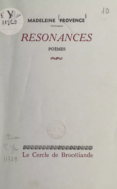 Résonances - Madeleine Provence - FeniXX réédition numérique