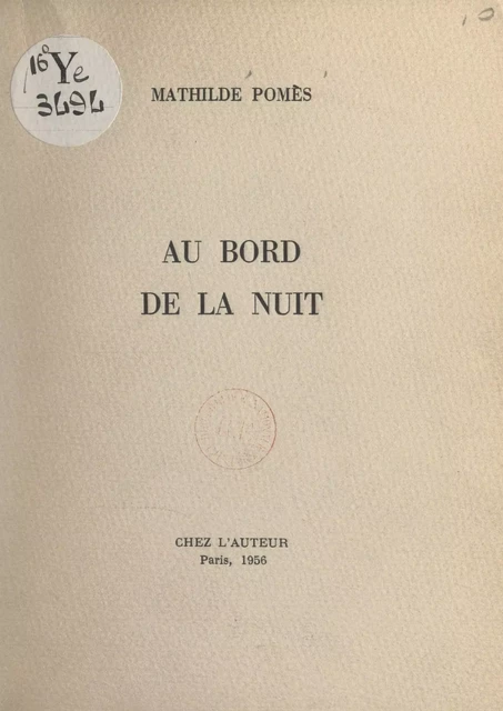 Au bord de la nuit - Mathilde Pomès - FeniXX réédition numérique