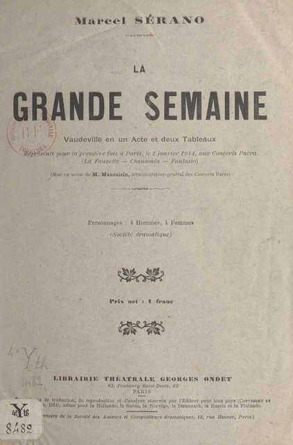 La grande semaine - Marcel Sérano - FeniXX réédition numérique