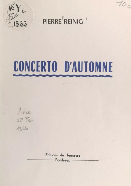 Concerto d'automne - Pierre Reinig - FeniXX réédition numérique