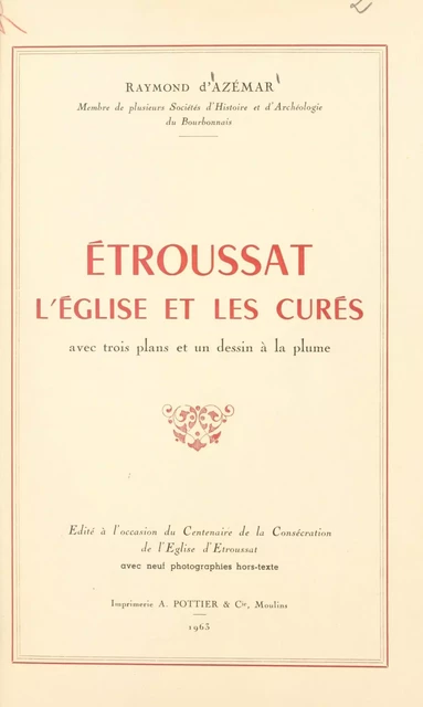 Étroussat, l'église et les curés - Raymond d'Azémar - FeniXX réédition numérique