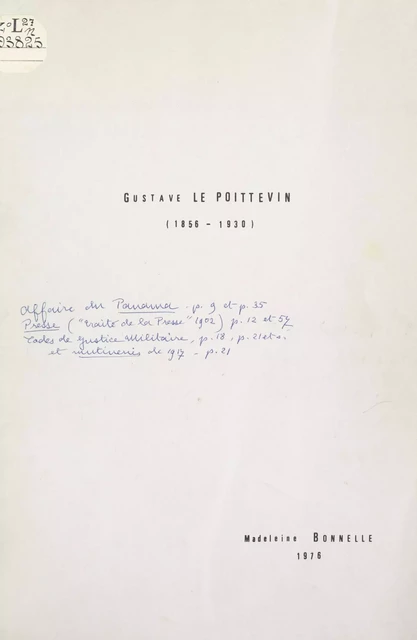 Gustave Le Poittevin, 1856-1930 - Madeleine Bonnelle - FeniXX réédition numérique